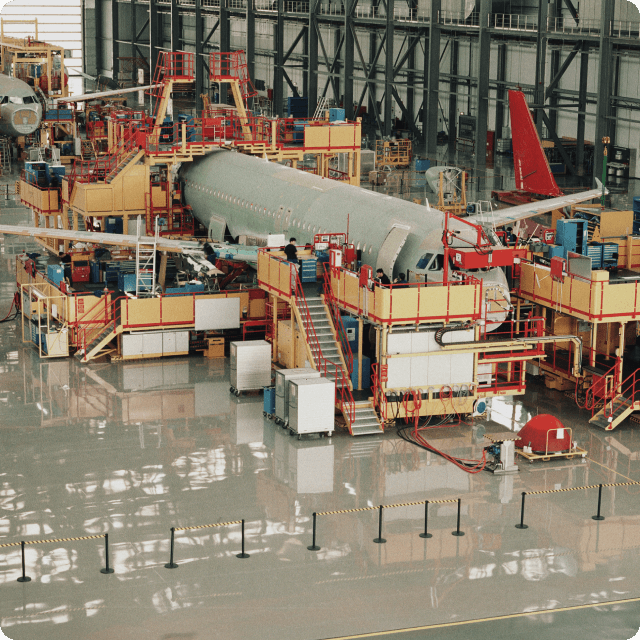 Aircraft factory assembly line