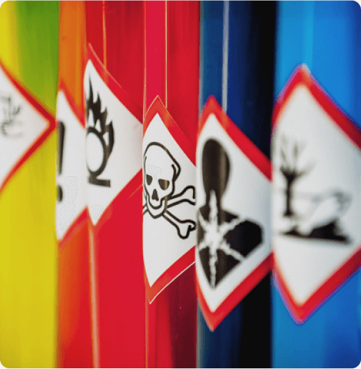 Image of bottles with hazard symbols