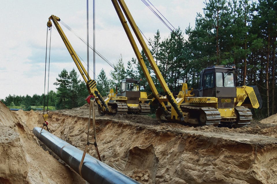 A pipeline construction job site.